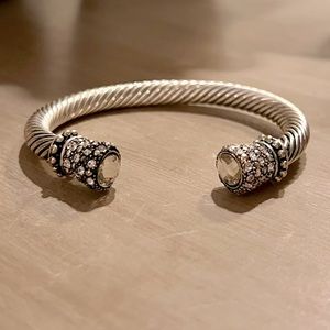 Twisted cable rope silver tone bracelet